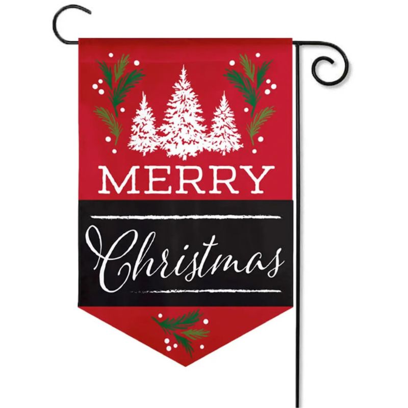 Merry Christmas Garden Burlap Flag